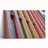 Abstract architecture wall art collection displayed on a stretched canvas, showcasing geometric shapes and muted colors, perfect for modern decor.