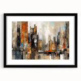 Abstract wall art collection featuring modern architectural design in a black frame with a mat, showcasing geometric patterns and a sophisticated aesthetic, ideal for contemporary home decor.