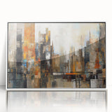 Framed abstract architecture wall art collection showcasing a modern white design, perfect for contemporary home decor. The acrylic finish enhances its sleek appearance.