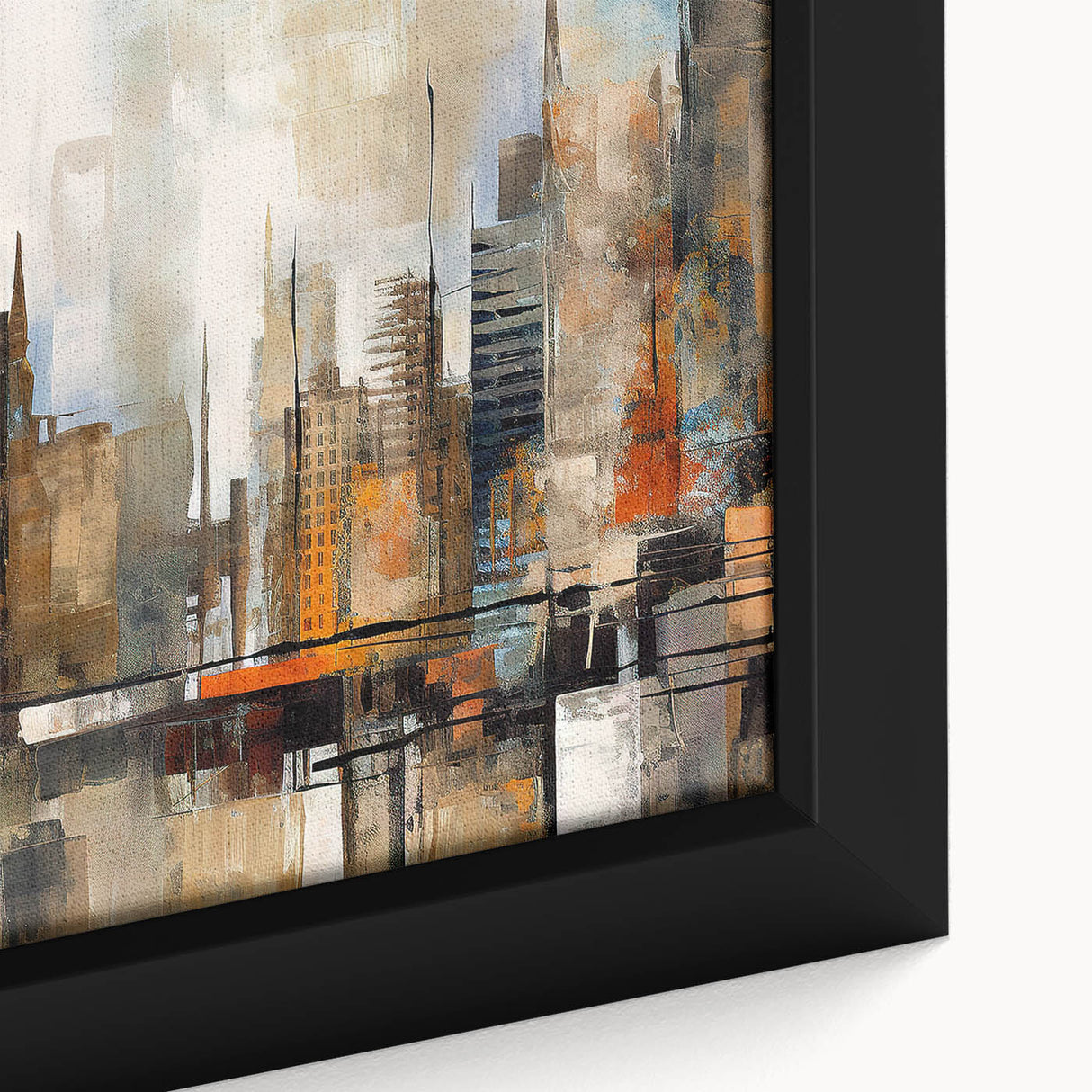 Close-up of an abstract architecture design wall art piece featuring intricate geometric patterns in neutral tones, elegantly framed for modern decor.