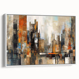 Framed canvas wall art showcasing an abstract architectural design with a white background, perfect for modern home decor. Ideal for enhancing contemporary interiors.