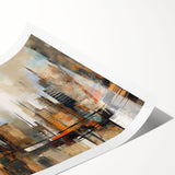 Abstract architectural wall art print showcasing geometric shapes in vibrant colors, rolled for easy shipping and display, ideal for modern home décor.