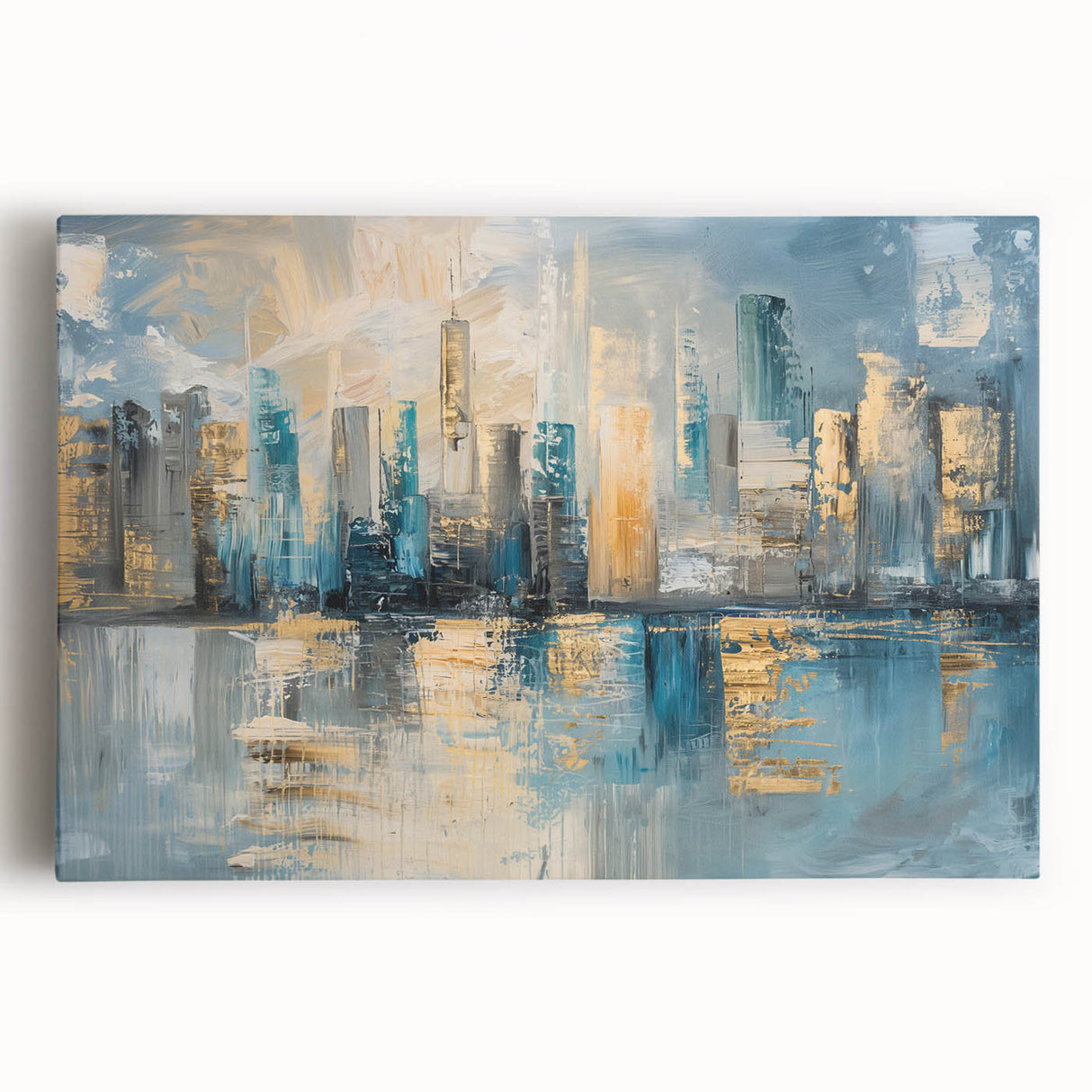 Abstract wall art design showcasing a modern architectural composition in muted tones, printed on stretched canvas for vibrant display.