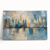 Abstract architectural wall art design on stretched canvas, showcasing vibrant colors and geometric shapes, perfect for modern home decor.