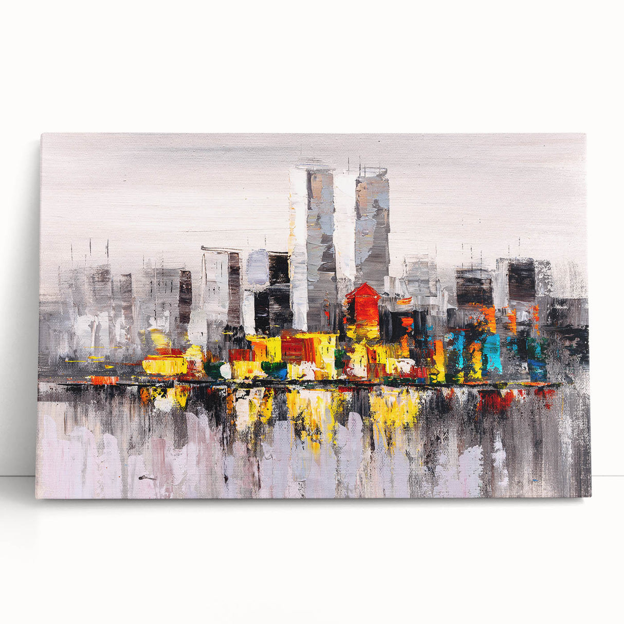 Abstract architecture design wall art collection on stretched canvas, showcasing vibrant colors and geometric shapes, perfect for modern decor.