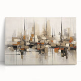 Abstract architectural design wall art collection on stretched canvas, showcasing vibrant colors and geometric patterns, ideal for modern decor.