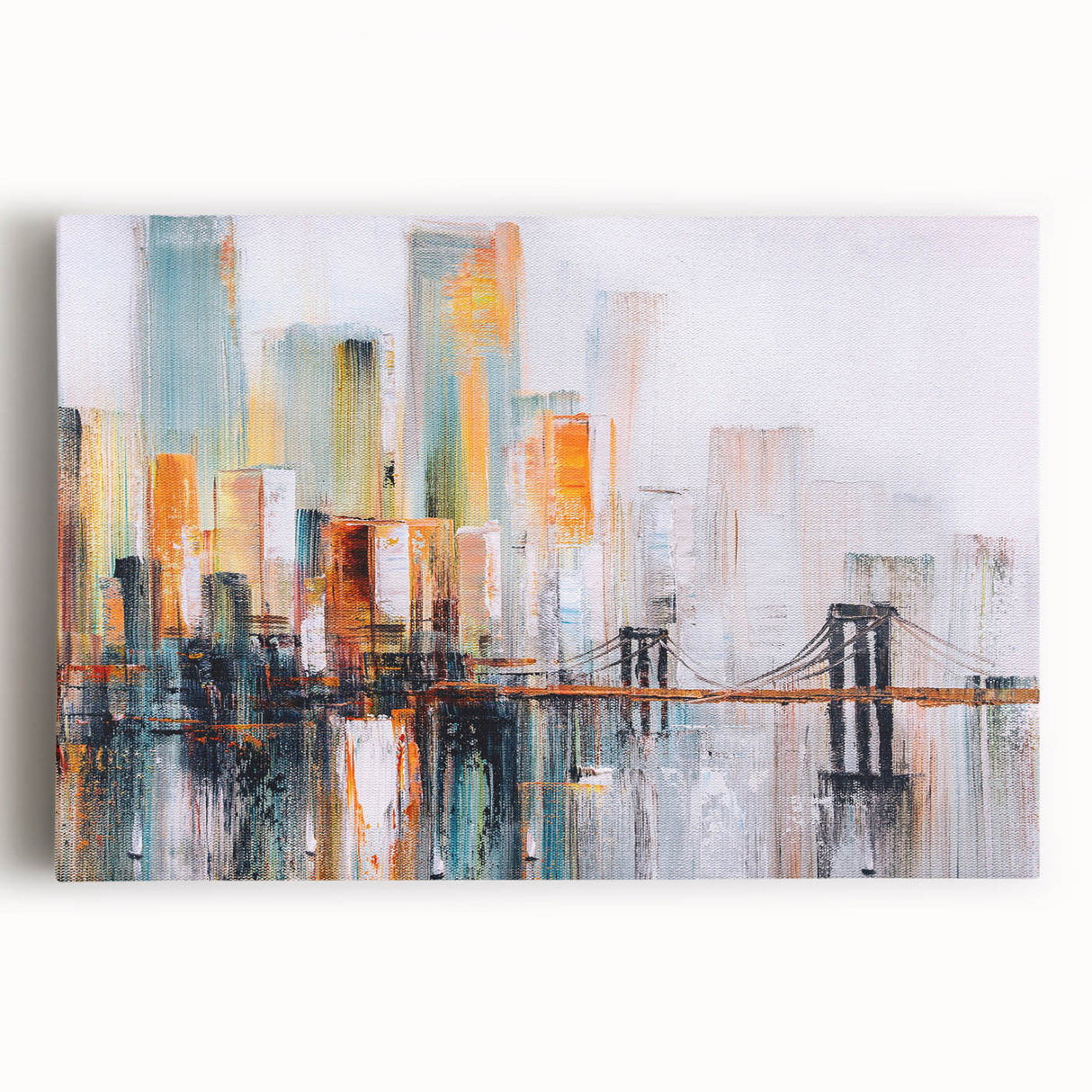 Abstract architecture design wall art collection printed on stretched canvas, showcasing a modern geometric pattern in muted tones, ideal for contemporary decor.