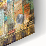 Abstract architectural wall art collection showcasing vibrant colors and geometric shapes, printed on acrylic glass for a modern aesthetic. Perfect for contemporary decor.