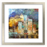 Abstract architectural wall art collection featuring three framed prints in a sleek silver mat. The designs showcase modern geometric shapes and lines, perfect for contemporary décor.