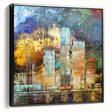 Framed canvas wall art showcasing an abstract architectural design in black and white, highlighting geometric shapes and lines, perfect for modern decor.