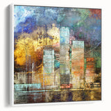 Framed abstract architecture wall art collection showcasing three pieces with geometric designs in white, perfect for modern home decor.