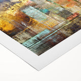 Abstract architectural design canvas wall art collection showcasing vibrant colors and geometric patterns, rolled and ready for display in modern interiors.