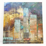 Abstract architectural design wall art collection on stretched canvas, showcasing geometric shapes and muted colors, perfect for modern decor accents.
