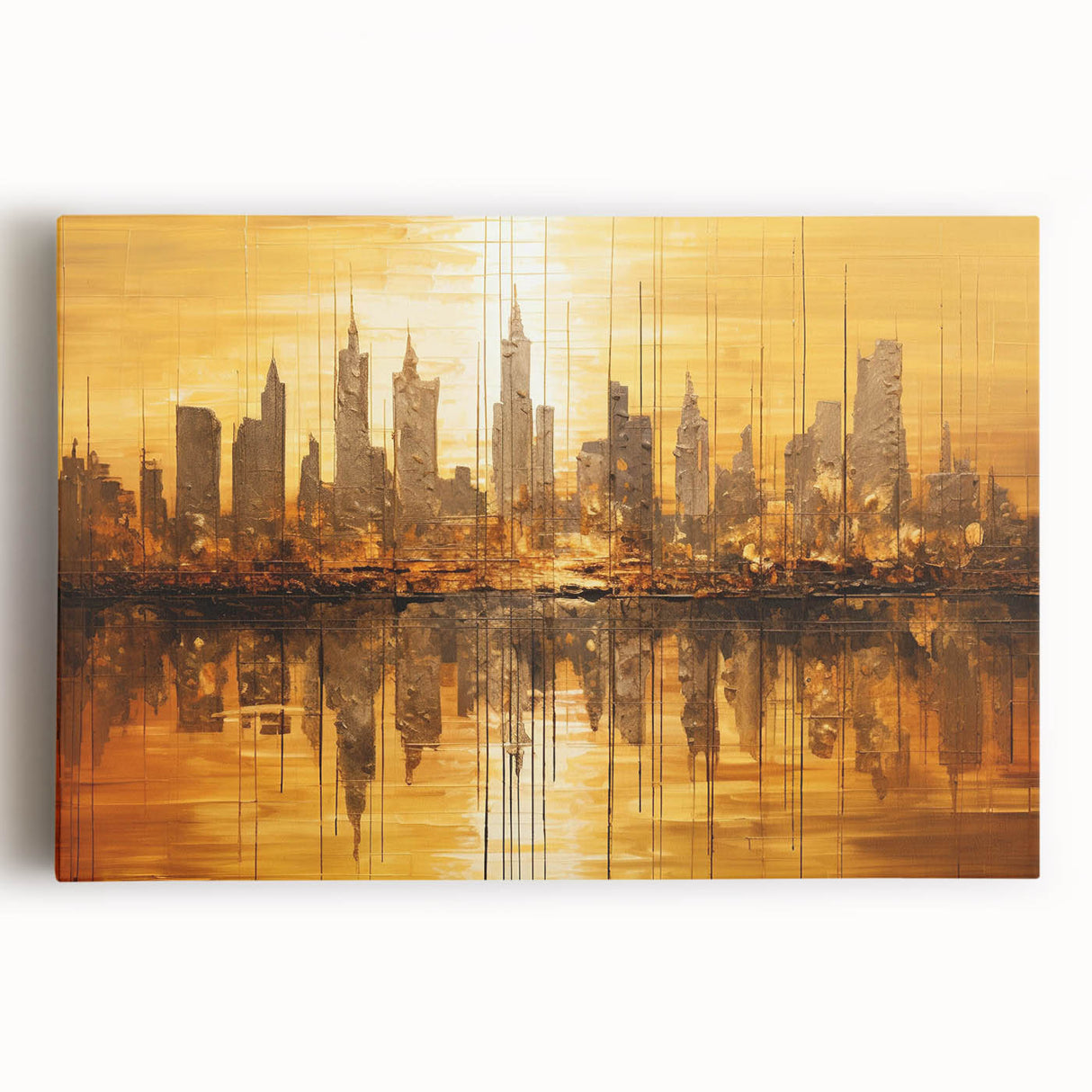 Abstract architecture design wall art collection displayed on stretched canvas, featuring vibrant geometric shapes and modern colors for contemporary decor.