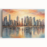 Abstract architecture design wall art collection displayed on stretched canvas, showcasing vibrant geometric shapes and modern colors for contemporary decor.