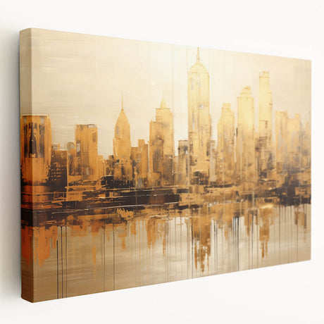 Abstract architectural wall art collection showcasing vibrant geometric designs on stretched canvas with a sleek side view, perfect for modern decor.
