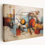 Abstract expressionist wall art collection on stretched canvas showcasing vibrant colors and dynamic brush strokes, perfect for modern decor.