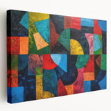 Abstract expressionist wall art collection in vibrant colors, featuring a stretched canvas design with fluid brushstrokes and dynamic forms, ideal for modern home decor.