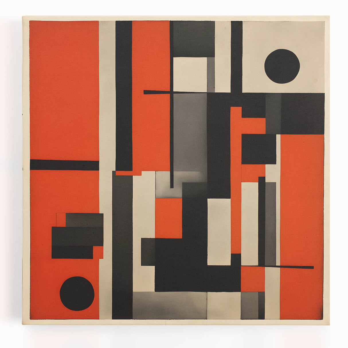 Abstract expressionist wall art on stretched canvas, featuring vibrant colors and dynamic brush strokes, ideal for modern home decor.