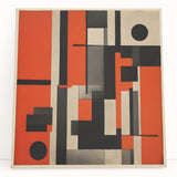 Vibrant abstract expressionist wall art design on stretched canvas, showcasing bold colors and dynamic shapes, perfect for modern decor.