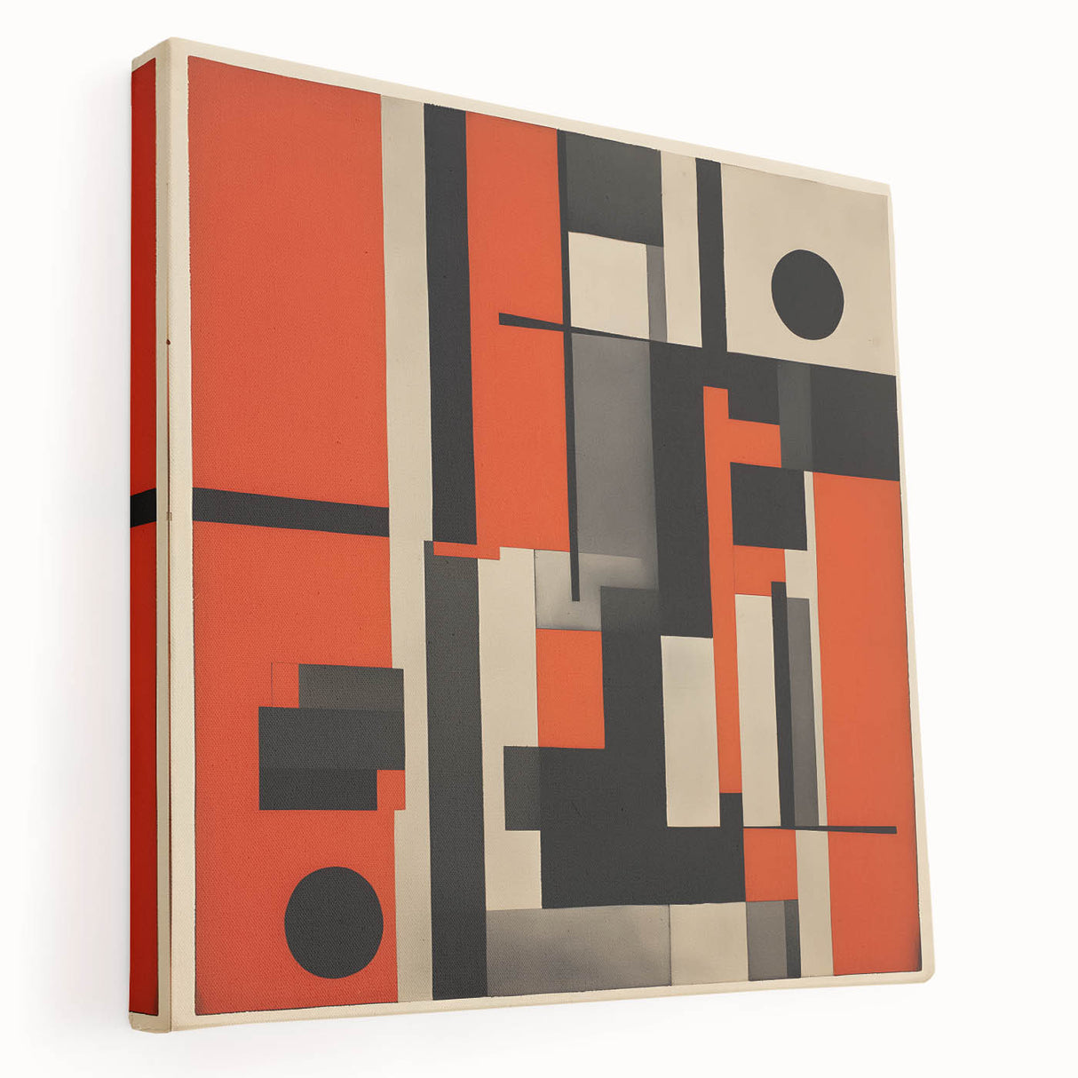 Abstract expressionist wall art design on stretched canvas, showcasing vibrant colors and dynamic brush strokes, perfect for modern decor.