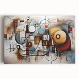 Abstract expressionist wall art collection on stretched canvas showcasing vibrant colors and dynamic brush strokes, perfect for modern decor.