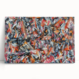 Abstract expressionist wall art design featuring vibrant colors and dynamic brushstrokes on stretched canvas, ideal for modern home decor.