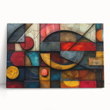 Vibrant abstract expressionist wall art on stretched canvas, showcasing bold colors and dynamic brush strokes, perfect for modern decor.