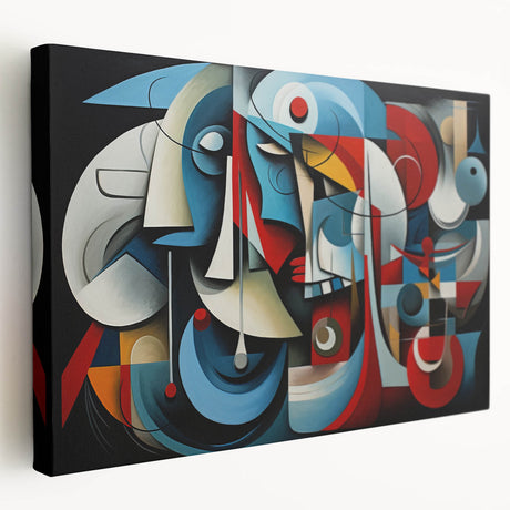 Vibrant abstract expressionist wall art on stretched canvas, showcasing bold colors and dynamic brush strokes from a contemporary design collection.