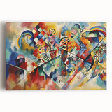 Abstract expressionist wall art collection displayed on stretched canvas, showcasing vibrant colors and dynamic brushstrokes, perfect for modern decor.