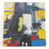 Abstract expressionist wall art design featuring vibrant colors and dynamic brush strokes on stretched canvas, ideal for modern decor.