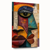 Abstract figurative wall art collection displayed in a side view, showcasing vibrant colors and fluid shapes on acrylic glass, perfect for modern decor.