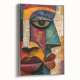 Framed abstract figurative wall art displaying elegant silver tones and dynamic shapes, perfect for modern home decor.