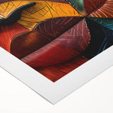 Abstract figurative wall art print on rolled canvas showcasing vibrant colors and dynamic shapes, ideal for modern home decor.