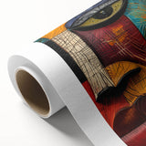 Abstract figurative wall art design on rolled canvas, showcasing vibrant colors and fluid shapes, perfect for modern home decor.