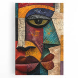 Abstract figurative wall art collection displayed on stretched canvas, showcasing vibrant colors and dynamic shapes that enhance modern decor.