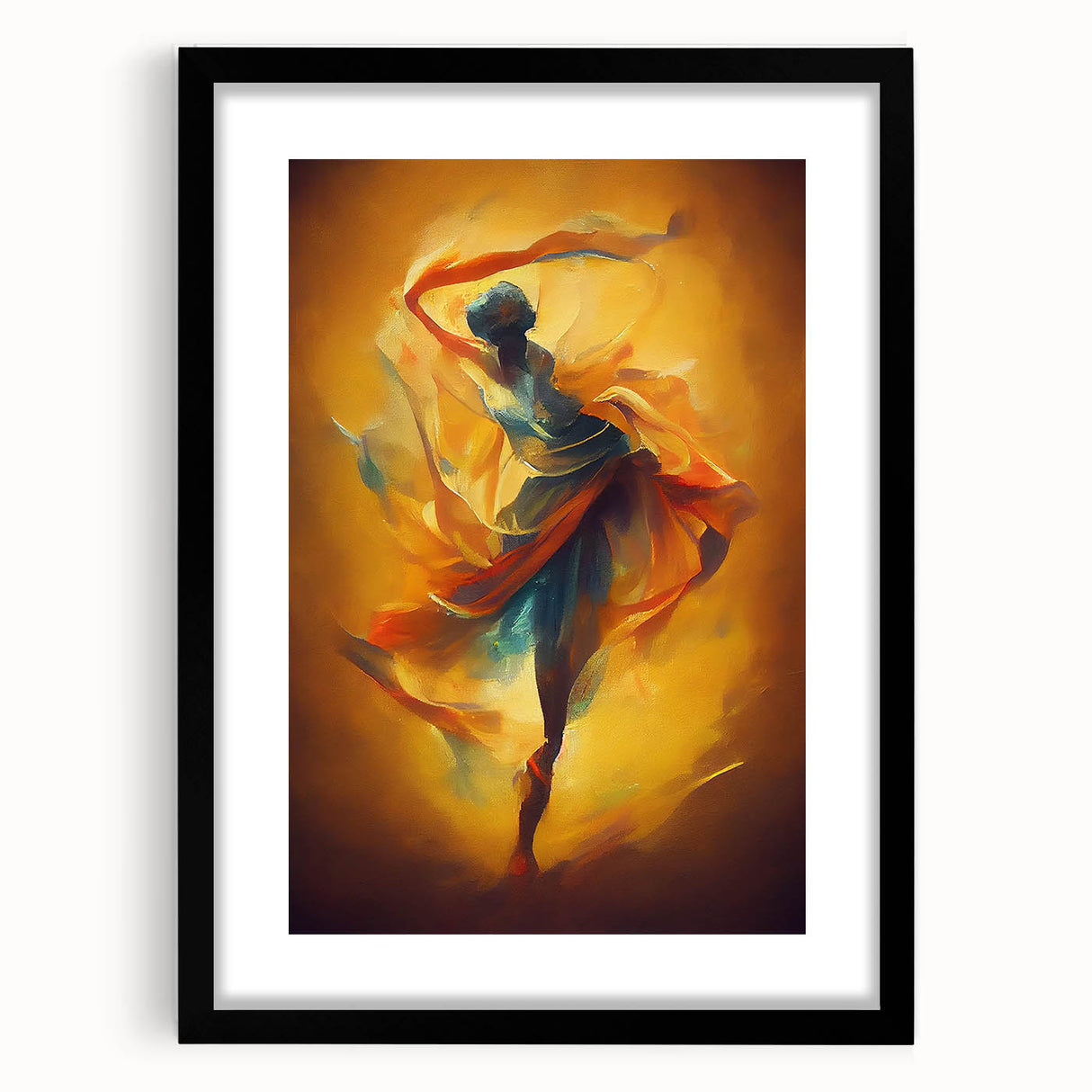 Framed abstract figurative wall art featuring a modern design in muted tones, set against a sleek black frame, perfect for contemporary decor.