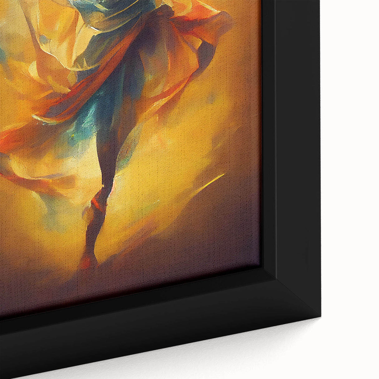 Framed abstract figurative wall art featuring vibrant colors and dynamic shapes, showcasing a modern artistic design with intricate details.