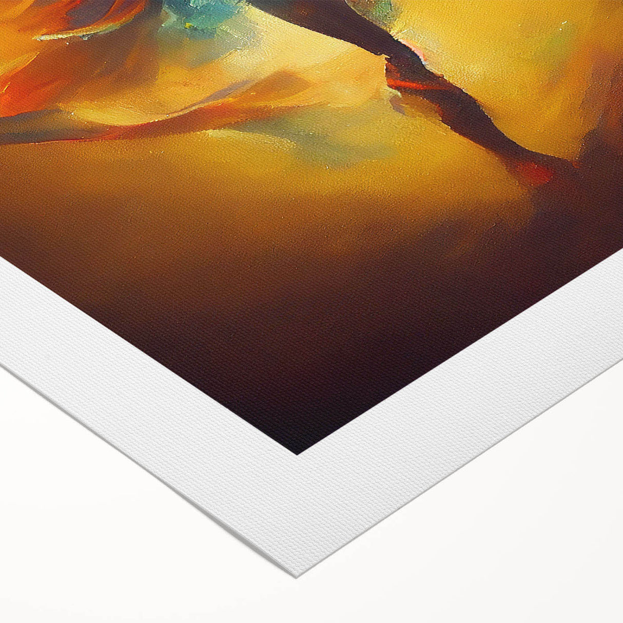Colorful abstract figurative wall art design on rolled canvas, showcasing vibrant shapes and textures, ideal for modern decor.