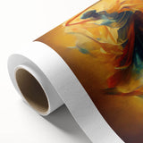 Abstract figurative wall art on rolled canvas, showcasing vibrant colors and dynamic shapes, perfect for modern home decor and artistic expression.