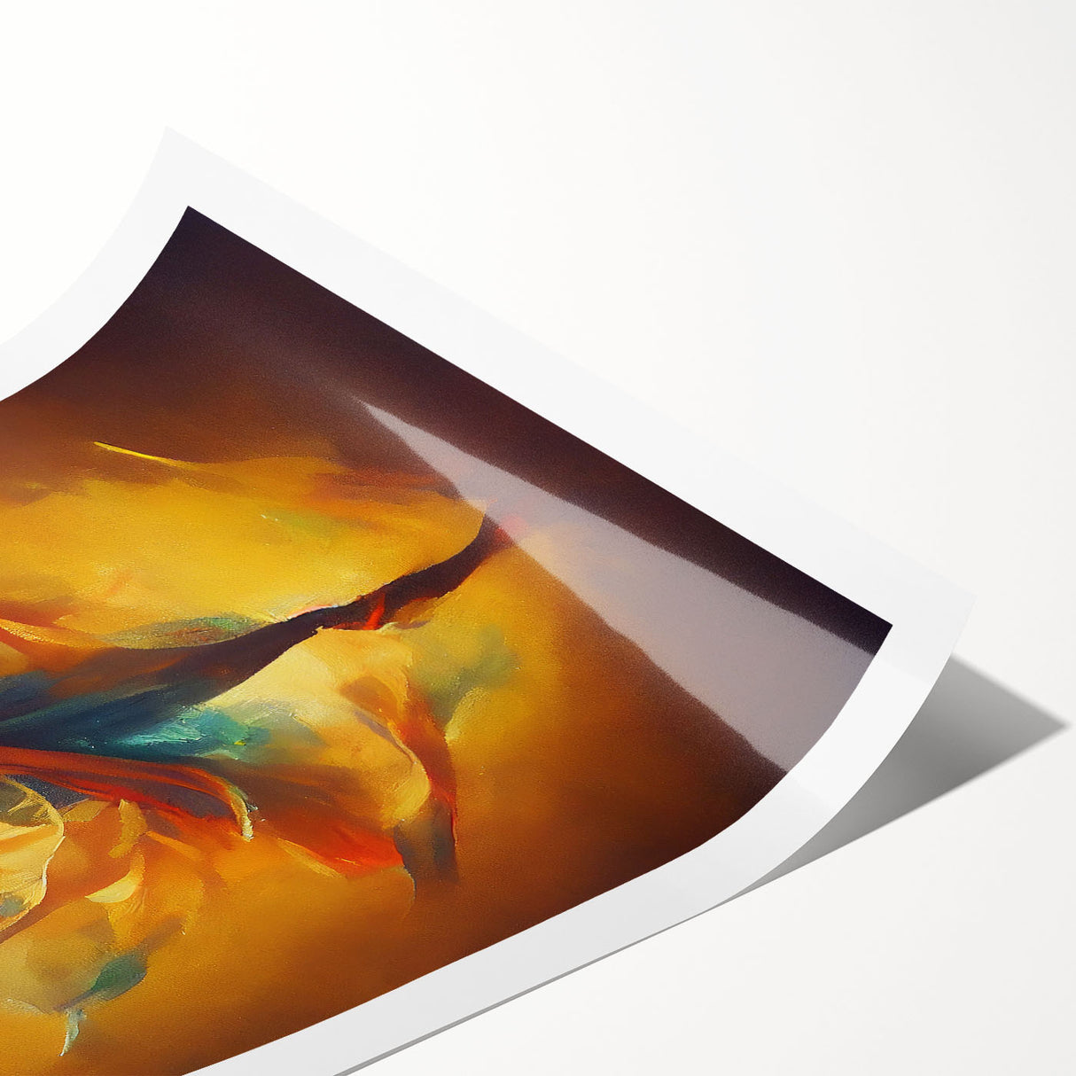 Abstract figurative wall art print showcasing vibrant colors and fluid shapes, highlighting modern artistic expression in a rolled format.