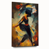 Abstract figurative wall art design displayed in a sleek acrylic frame, showcasing vibrant colors and dynamic shapes, perfect for modern decor.