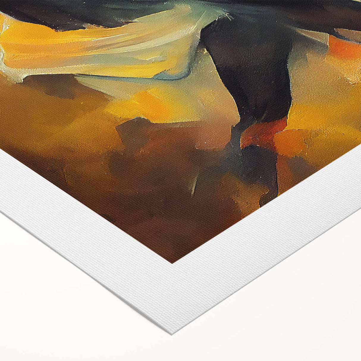 Abstract figurative wall art print on rolled canvas, showcasing vibrant colors and dynamic shapes ideal for modern decor, presented in a protective tube.