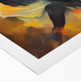 Abstract figurative wall art print on rolled canvas, showcasing vibrant colors and dynamic shapes ideal for modern decor, presented in a protective tube.