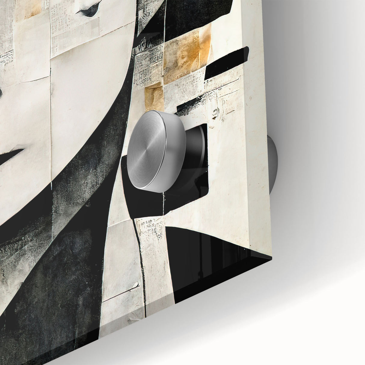 Close-up of abstract figurative wall art design on acrylic glass, showcasing vibrant colors and fluid shapes, ideal for modern decor.