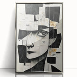 Framed abstract figurative wall art collection featuring a silver-acrylic finish, showcasing vibrant colors and modern design elements for elegant decor.