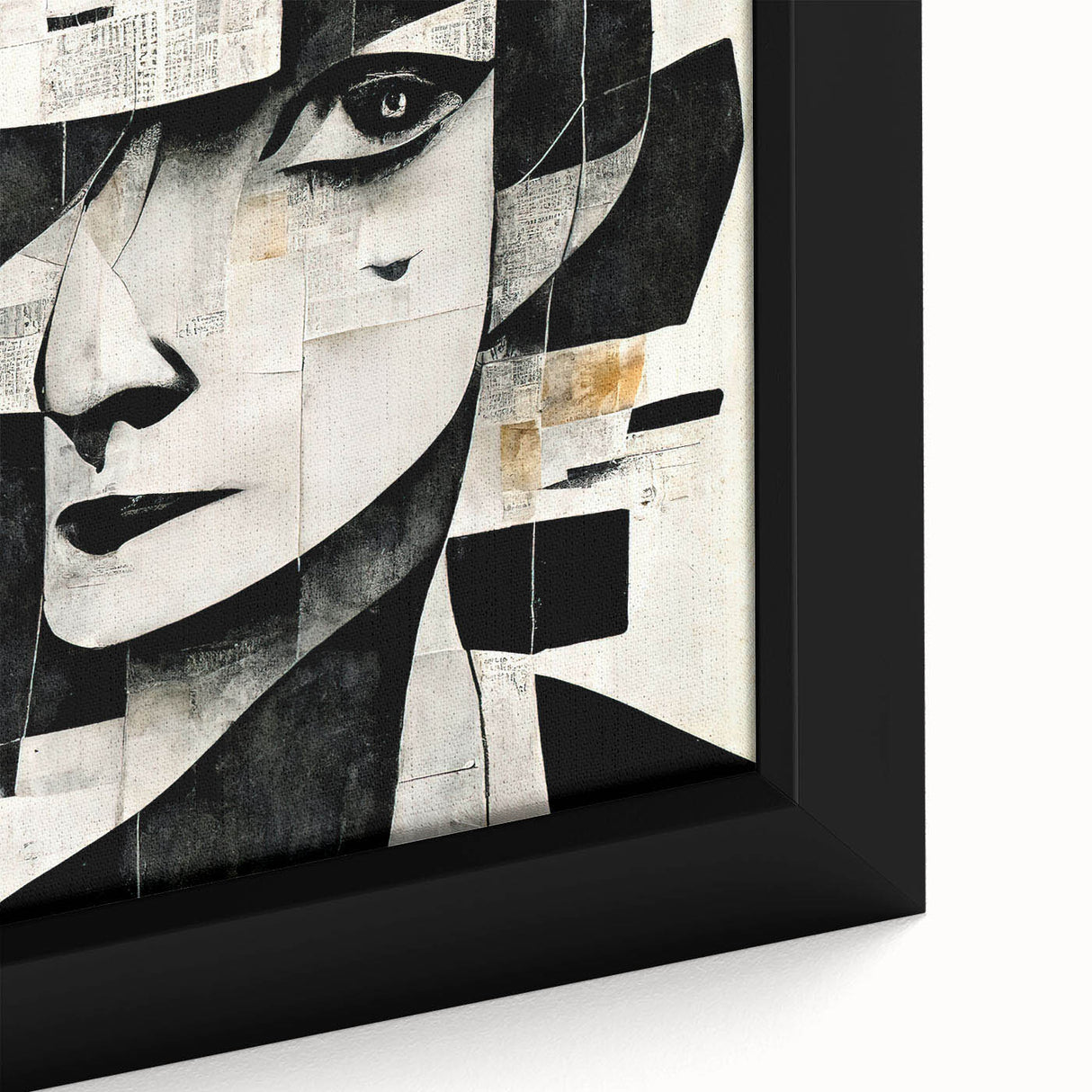 Close-up of a framed abstract figurative wall art piece showcasing vibrant colors and intricate patterns, perfect for modern decor.