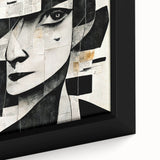 Close-up of a framed abstract figurative wall art piece showcasing vibrant colors and intricate patterns, perfect for modern decor.