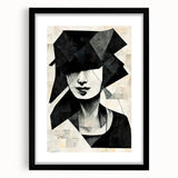 Abstract figurative wall art showcasing a vibrant design with bold colors in a sleek black frame, perfect for modern decor.