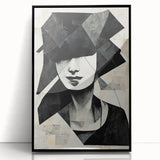 Framed abstract figurative wall art design in black acrylic, showcasing a modern artistic composition with elegant curves and shapes.